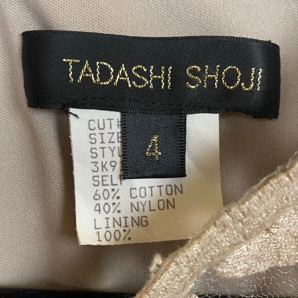 Tadashi Shoji Women's Lace Overlay Blouson Cocktail Dress Taupe Sand Size 4 - Picture 6 of 12